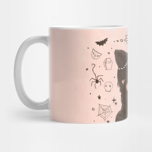 Wednesday addams in black cat costumes for Poe cup Netflix Jenna Ortega Mug